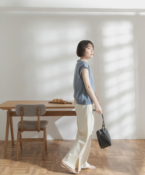 FORK&SPOON（フォークアンドスプーン）の「FORK&SPOON　ヘビーウェイト天竺ノースリーブTシャツ（Tシャツ/カットソー・レディース・グレー/オフホワイト/モカ/ブルー系その他・ONE）」の17枚目の写真