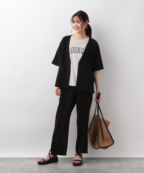 GLOBAL WORK（グローバルワーク）の「リネンコンワイドパンツ【MATINEE LINE】/948019（その他パンツ・レディース・ブラック/アイボリー/グリーン系その他・SMALL/MEDIUM/LARGE）」の18枚目の写真