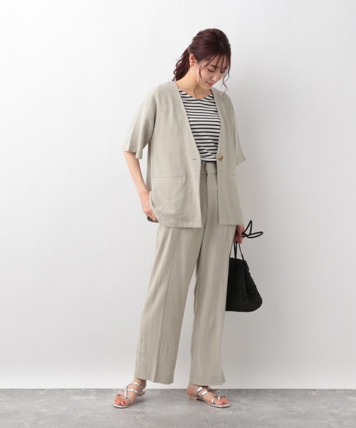 GLOBAL WORK（グローバルワーク）の「リネンコンワイドパンツ【MATINEE LINE】/948019（その他パンツ・レディース・ブラック/アイボリー/グリーン系その他・SMALL/MEDIUM/LARGE）」の10枚目の写真