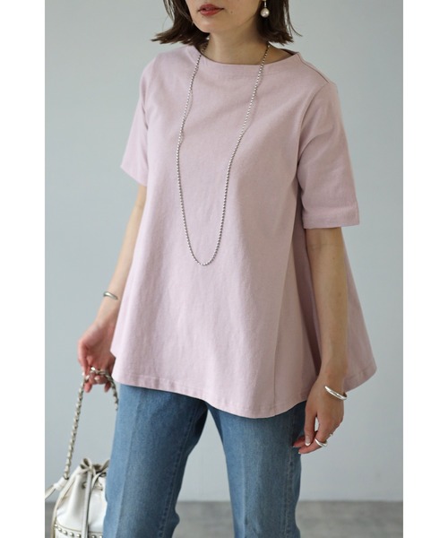 Bonjour Sagan(ボンジュールサガン)の「裾フレアTシャツ(Tシャツ/カットソー・レディース・ホワイト/ピンク/ブラック/ライトカーキ・FREE)」の4枚目の写真