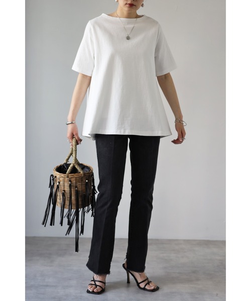 Bonjour Sagan(ボンジュールサガン)の「裾フレアTシャツ(Tシャツ/カットソー・レディース・ホワイト/ピンク/ブラック/ライトカーキ・FREE)」の10枚目の写真