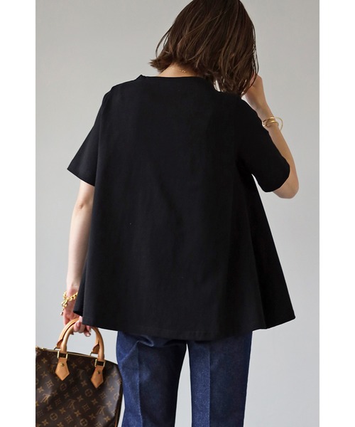 Bonjour Sagan(ボンジュールサガン)の「裾フレアTシャツ(Tシャツ/カットソー・レディース・ホワイト/ピンク/ブラック/ライトカーキ・FREE)」の14枚目の写真