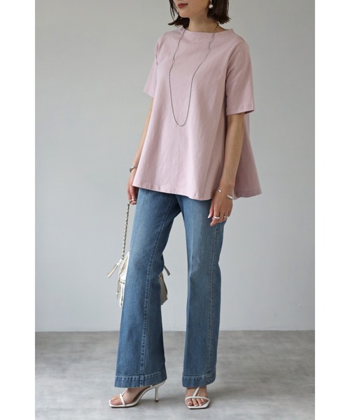 Bonjour Sagan(ボンジュールサガン)の「裾フレアTシャツ(Tシャツ/カットソー・レディース・ホワイト/ピンク/ブラック/ライトカーキ・FREE)」の20枚目の写真