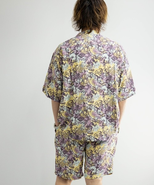 BARCEDOS（バルセドス）の「レーヨン プリント オープンカラー ビッグアロハシャツ（シャツ/ブラウス・メンズ・ホワイト/ネイビー/イエロー/ブルー・LL/M/L）」の18枚目の写真