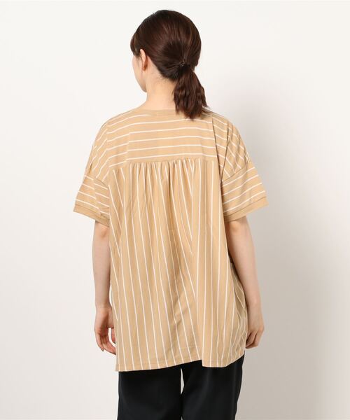 Samansa Mos2 blue（サマンサモスモスブルー）の「ボーダープルオーバー（Tシャツ/カットソー・レディース・チャコール/オフホワイト/オレンジ・ﾌﾘ-）」の5枚目の写真