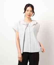 Samansa Mos2 | 衿フリルフレンチスリーブブラウス(シャツ/ブラウス)