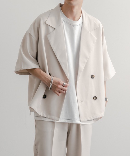 epnok（エプノック）の「リネンライクリラックス開襟シャツ（シャツ/ブラウス・メンズ・グレイッシュブルー/ナチュラル/ブラック・LARGE/SMALL/MEDIUM）」の5枚目の写真