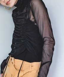 chuclla | 【Maison de chuclla】2way power mesh gather tops chwj21s01(Tシャツ/カットソー)