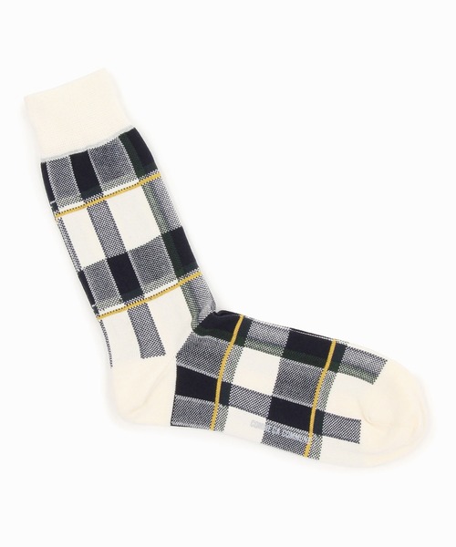 COMME　CA COMMUNE（コムサコミューン）の「アシンメトリー　チェック柄　ソックス（ソックス/靴下・メンズ・ホワイト/ネイビー/グリーン/キャメル/チャコール/キナリ・27cm）」の2枚目の写真