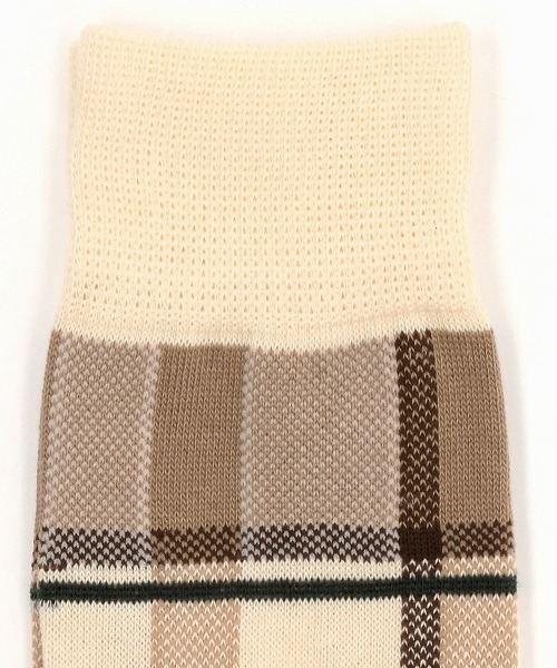 COMME　CA COMMUNE（コムサコミューン）の「アシンメトリー　チェック柄　ソックス（ソックス/靴下・メンズ・ホワイト/ネイビー/グリーン/キャメル/チャコール/キナリ・27cm）」の7枚目の写真