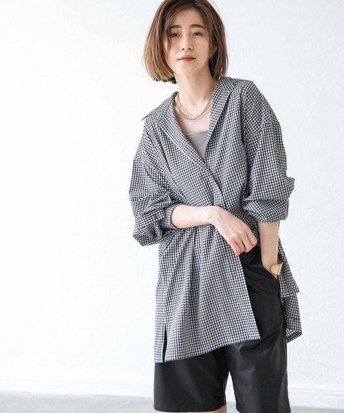 A part by（アパートバイ）の「【ソロテックス】使用/レギュラーカラーシャツ　958048（シャツ/ブラウス・レディース・オフホワイト/ブラック系その他2/グリーン系その他4/ブルー系その他4/パープル系その他2・MEDIUM/SMALL）」の3枚目の写真