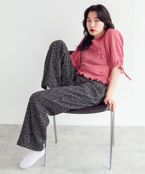 w closet（ダブルクローゼット）の「ポコポコカットソーシャーリングクロスプルオーバー（Tシャツ/カットソー・レディース・ブラック/パープル/ピンク・FREE）」の14枚目の写真