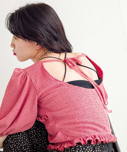 w closet（ダブルクローゼット）の「ポコポコカットソーシャーリングクロスプルオーバー（Tシャツ/カットソー・レディース・ブラック/パープル/ピンク・FREE）」の16枚目の写真