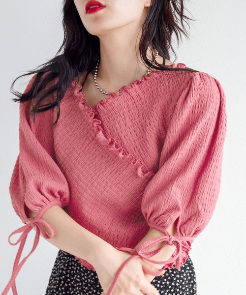 w closet（ダブルクローゼット）の「ポコポコカットソーシャーリングクロスプルオーバー（Tシャツ/カットソー・レディース・ブラック/パープル/ピンク・FREE）」の21枚目の写真