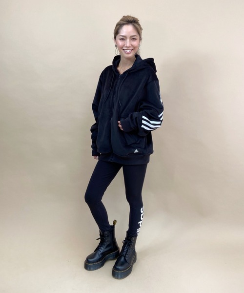 adidas（アディダス）の「adidas/アディダス  ビッグシルエット  スリーストライプスパーカー   WU647（パーカー・メンズ・ホワイト/ブラック・S/M/O/XO/L）」の3枚目の写真