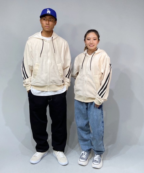 adidas（アディダス）の「adidas/アディダス  ビッグシルエット  スリーストライプスパーカー   WU647（パーカー・メンズ・ホワイト/ブラック・S/M/O/XO/L）」の10枚目の写真