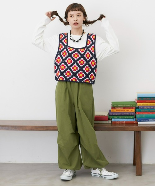 MERLOT（メルロー）の「たっぷりボリュームカーゴパンツ（カーゴパンツ・レディース・カーキ/ブラック・FREE）」の7枚目の写真