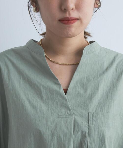 green label relaxing（グリーンレーベルリラクシング）の「ボリューム スリーブ スキッパー ブラウス（シャツ/ブラウス・レディース・ネイビー/オフホワイト/ライム・FREE）」の14枚目の写真