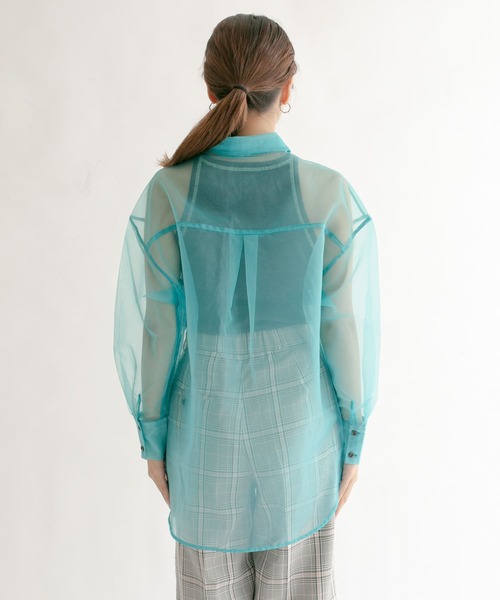 KBF(ケイビーエフ)の「オーガンジーBIGシャツ(シャツ/ブラウス・レディース・ピンク/グリーン系その他/イエロー系その他・ONE)」の20枚目の写真