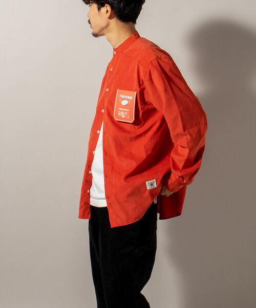 FREDY MAC（フレディーマック）の「【WEB限定】【FREDYMAC/フレディマック】フェイクスエード バンドカラーシャツ（シャツ/ブラウス・メンズ・ブラウン/オリーブ/ネイビー/イエロー/レンガ・MEDIUM/LARGE）」の6枚目の写真