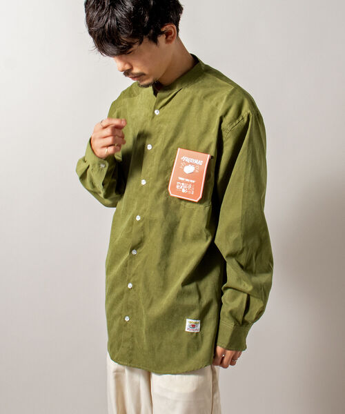 FREDY MAC（フレディーマック）の「【WEB限定】【FREDYMAC/フレディマック】フェイクスエード バンドカラーシャツ（シャツ/ブラウス・メンズ・ブラウン/オリーブ/ネイビー/イエロー/レンガ・MEDIUM/LARGE）」の15枚目の写真