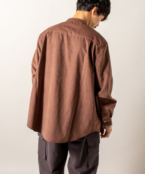 FREDY MAC（フレディーマック）の「【WEB限定】【FREDYMAC/フレディマック】フェイクスエード バンドカラーシャツ（シャツ/ブラウス・メンズ・ブラウン/オリーブ/ネイビー/イエロー/レンガ・MEDIUM/LARGE）」の10枚目の写真