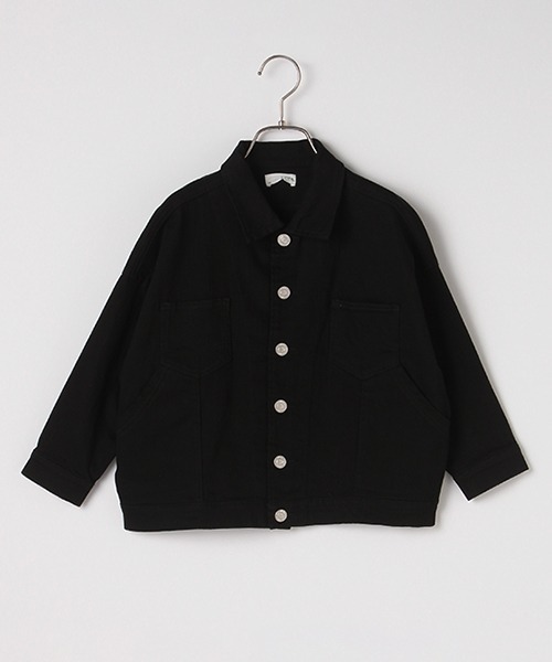 b・ROOM（ビールーム）の「ビッグシルエットGジャン（デニムジャケット・キッズ・ブルー/ブラック・120cm/90cm/100cm/110cm/130cm）」の2枚目の写真