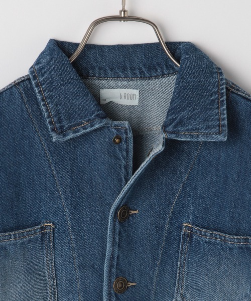 b・ROOM（ビールーム）の「ビッグシルエットGジャン（デニムジャケット・キッズ・ブルー/ブラック・120cm/90cm/100cm/110cm/130cm）」の4枚目の写真