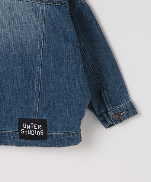 b・ROOM（ビールーム）の「ビッグシルエットGジャン（デニムジャケット・キッズ・ブルー/ブラック・120cm/90cm/100cm/110cm/130cm）」の12枚目の写真