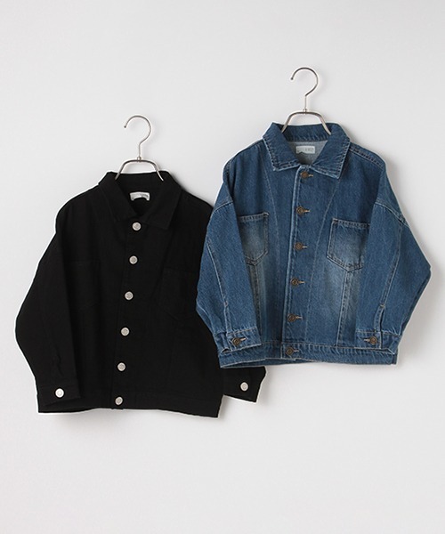 b・ROOM（ビールーム）の「ビッグシルエットGジャン（デニムジャケット・キッズ・ブルー/ブラック・120cm/90cm/100cm/110cm/130cm）」の10枚目の写真