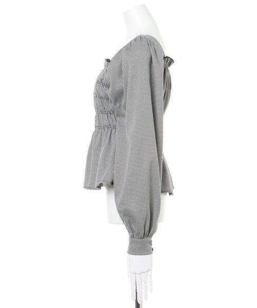 Allamanda（アラマンダ）の「シャーリングチェックトップス（シャツ/ブラウス・レディース・ブラック/ホワイト系5/ブラウン系9/ピンク系5・M）」の6枚目の写真