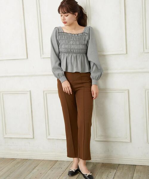 Allamanda（アラマンダ）の「シャーリングチェックトップス（シャツ/ブラウス・レディース・ブラック/ホワイト系5/ブラウン系9/ピンク系5・M）」の13枚目の写真