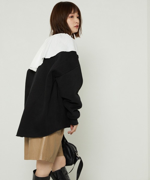 FREAK'S STORE（フリークスストア）の「ヘビーウェイト変形ラウンドヘムクルーネックスウェット（スウェット・レディース・ブルー/グレー/ブラック・マルチサイズ）」の11枚目の写真