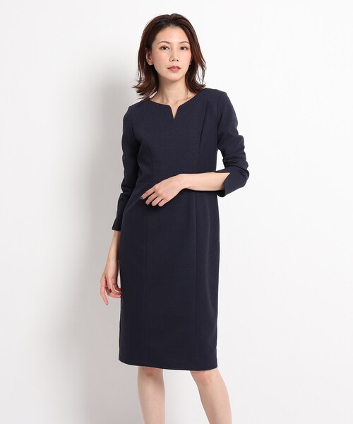 セール Chance クードシャンス のワンピース 洗える 日本製 Chance キーネックワンピース ワンピース Chance クードシャンス