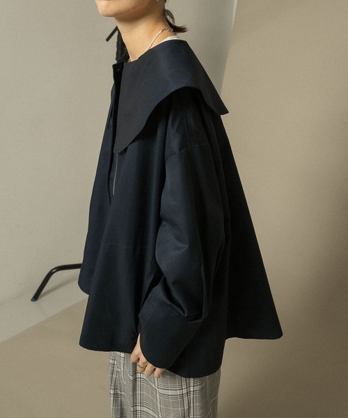 KBF(ケイビーエフ)の「『WEB/一部店舗限定』BIGカラーフレアジャケット(その他アウター・レディース・カーキ/ネイビー/ベージュ系その他・ONE)」の10枚目の写真