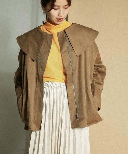 KBF(ケイビーエフ)の「『WEB/一部店舗限定』BIGカラーフレアジャケット(その他アウター・レディース・カーキ/ネイビー/ベージュ系その他・ONE)」の18枚目の写真