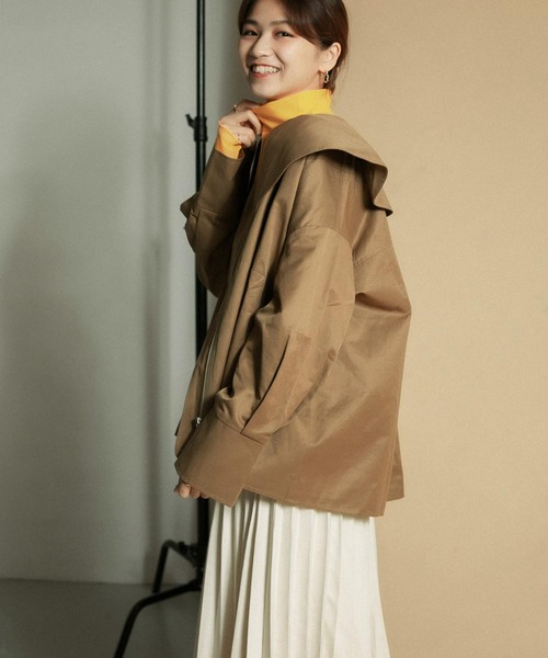 KBF(ケイビーエフ)の「『WEB/一部店舗限定』BIGカラーフレアジャケット(その他アウター・レディース・カーキ/ネイビー/ベージュ系その他・ONE)」の20枚目の写真