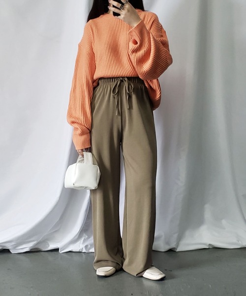 me+em select（ミームセレクト）の「スムースカットイージースラックス（スラックス・レディース・ブラック/ブラウン/グレー・FREE）」の4枚目の写真