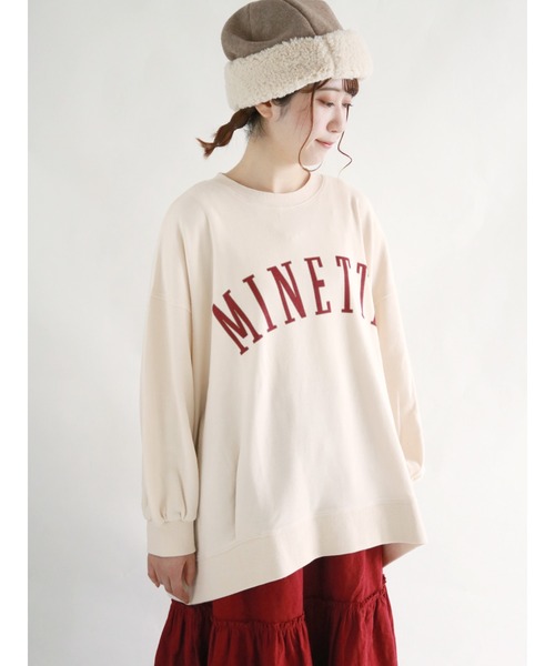 Samansa Mos2(サマンサ モスモス)の「ロゴプリントスウェットトレーナー(スウェット・レディース・ベージュ/レッド/ブルー/グリーン/チャコール/キナリ・フリ-)」の2枚目の写真