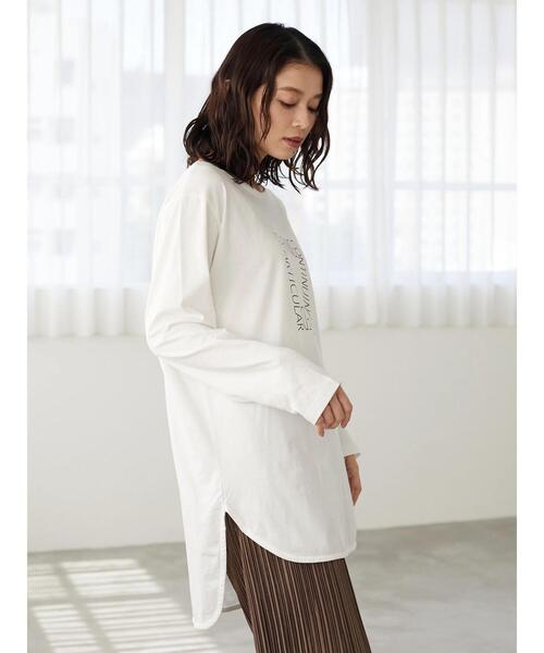 Green　Parks（グリーンパークス）の「ブロックロゴロンTEE＊（Tシャツ/カットソー・レディース・オフホワイト/ダークネイビー・FREE）」の19枚目の写真