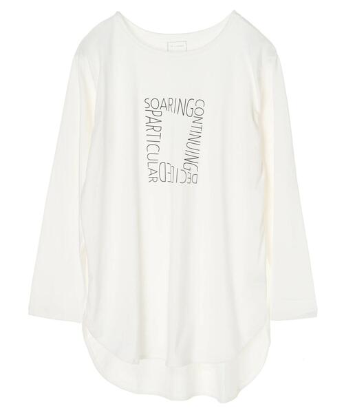 Green　Parks（グリーンパークス）の「ブロックロゴロンTEE＊（Tシャツ/カットソー・レディース・オフホワイト/ダークネイビー・FREE）」の4枚目の写真