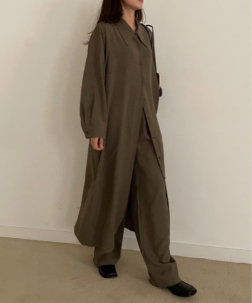 Didot.showroom(ディドット ショールーム)の「set up tuck wide sl(スラックス・レディース・ブラウン/ブラック/チャコールグレー・S/M)」の6枚目の写真