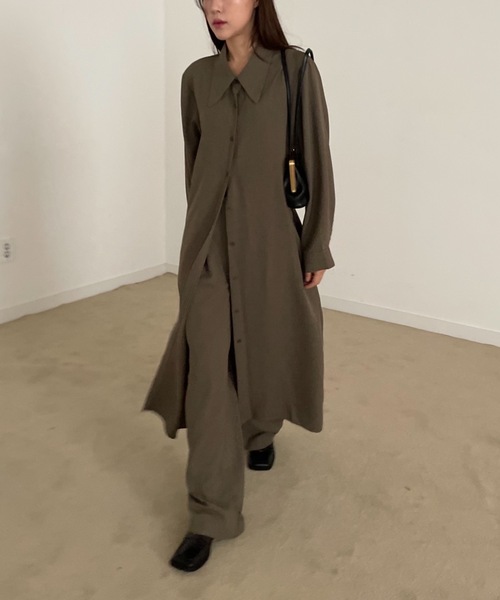 Didot.showroom(ディドット ショールーム)の「set up tuck wide sl(スラックス・レディース・ブラウン/ブラック/チャコールグレー・S/M)」の8枚目の写真