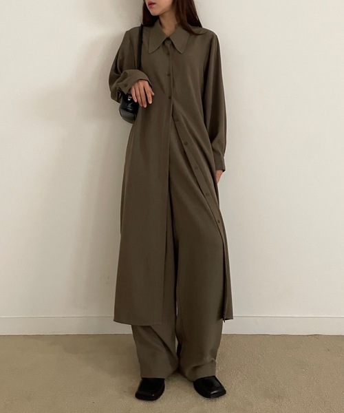 Didot.showroom(ディドット ショールーム)の「set up tuck wide sl(スラックス・レディース・ブラウン/ブラック/チャコールグレー・S/M)」の9枚目の写真