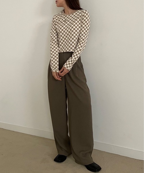 Didot.showroom(ディドット ショールーム)の「set up tuck wide sl(スラックス・レディース・ブラウン/ブラック/チャコールグレー・S/M)」の11枚目の写真