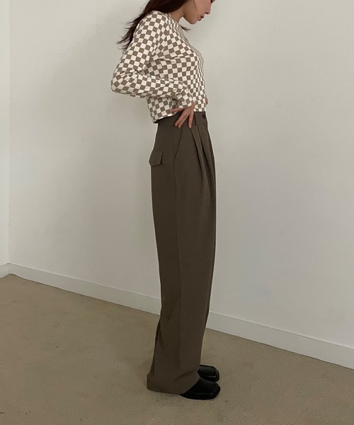 Didot.showroom(ディドット ショールーム)の「set up tuck wide sl(スラックス・レディース・ブラウン/ブラック/チャコールグレー・S/M)」の14枚目の写真