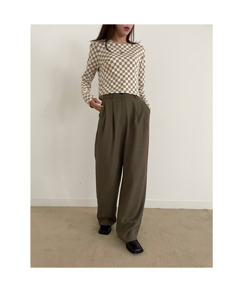 Didot.showroom(ディドット ショールーム)の「set up tuck wide sl(スラックス・レディース・ブラウン/ブラック/チャコールグレー・S/M)」の16枚目の写真