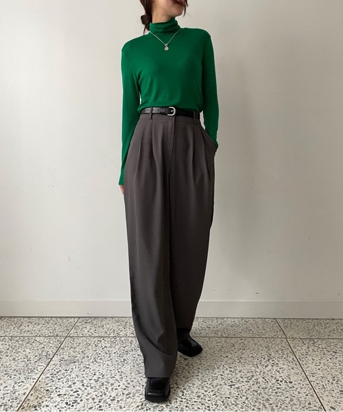 Didot.showroom(ディドット ショールーム)の「set up tuck wide sl(スラックス・レディース・ブラウン/ブラック/チャコールグレー・S/M)」の22枚目の写真