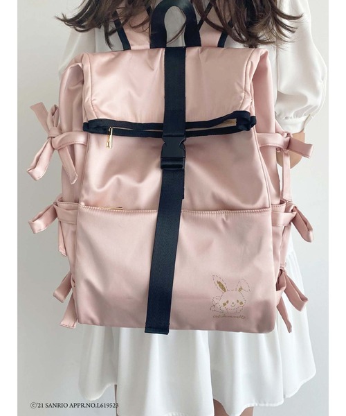 Honey Salon(ハニーサロン)の「【予備生産分】ウィッシュミーメル×HS サイドレースアップリュック(バックパック/リュック・レディース・ブラック/ピンク・FREE)」の2枚目の写真