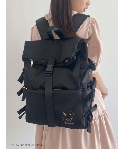 Honey Salon(ハニーサロン)の「【予備生産分】ウィッシュミーメル×HS サイドレースアップリュック(バックパック/リュック・レディース・ブラック/ピンク・FREE)」の3枚目の写真